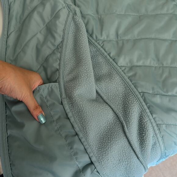 Columbia Blue Insulated Down Jacket Vest Size S Fleece Quilted Full Zip Pockets - Picture 9 of 12